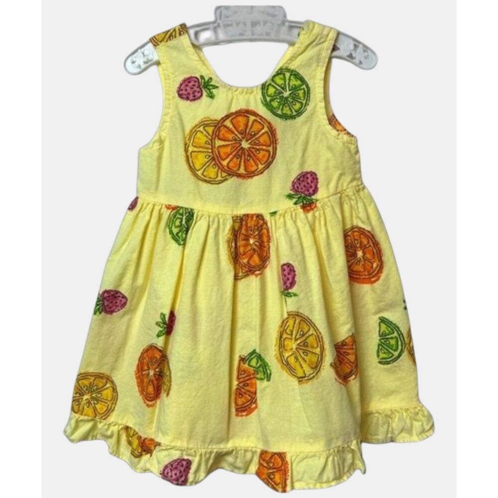 Fresh Produce Baby Fruit Print Sundress Yellow Ruffle Dress 6 Months